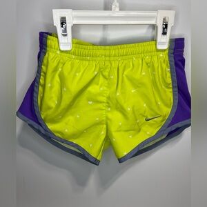 Nike Neon Yellow and Purple Athletic Running Shorts Girls size XS